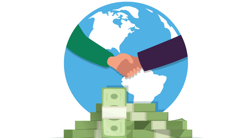 illustration of a globe and money
